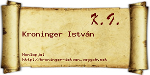 Kroninger István névjegykártya