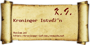 Kroninger István névjegykártya